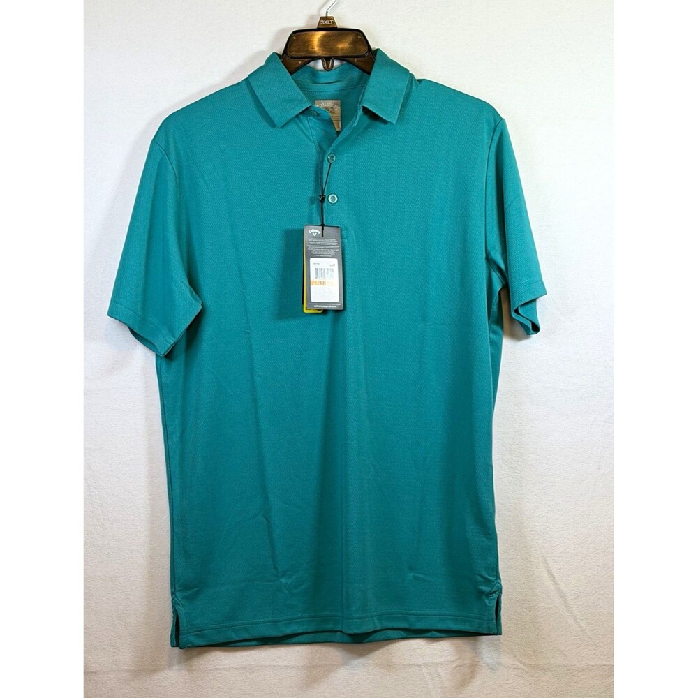Callaway OPTI-DRI Polo Men's S Blue Solid Short Sleeve Collared UV Knit Logo